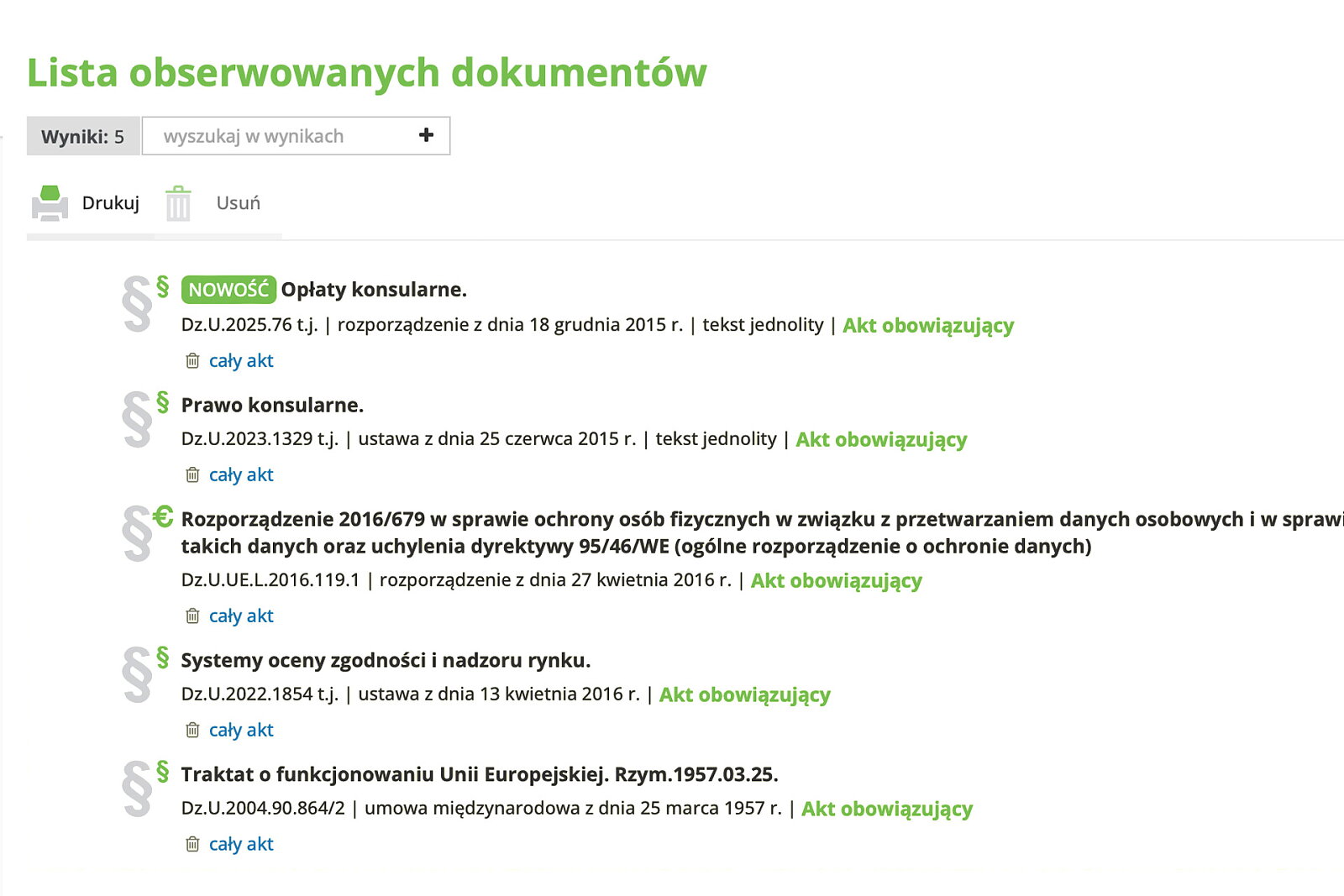 Wygodnie zarządzasz listą obserwowanych dokumentów
